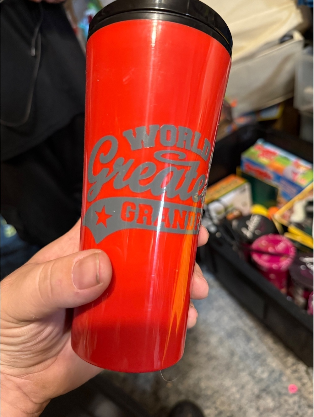 World's Greatest Grandpa Red Travel Tumbler with Black Lid